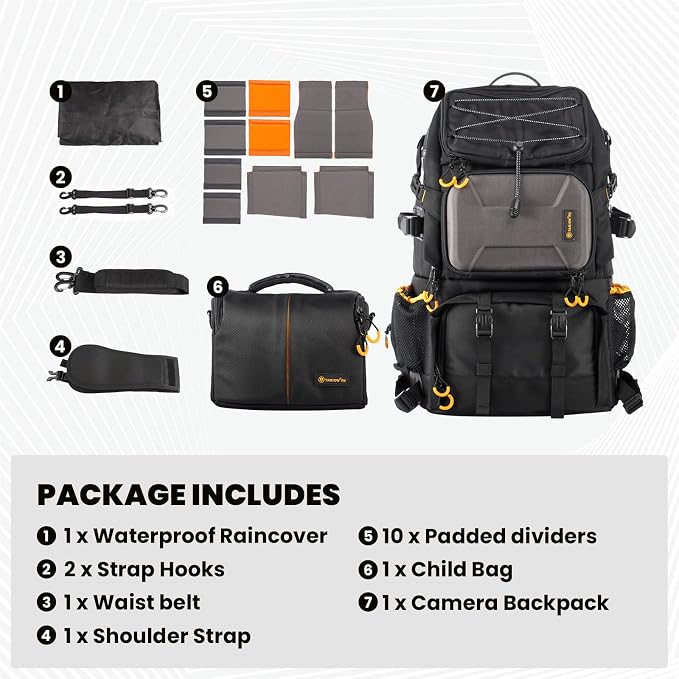 TARION 27L Extra Large Camera Backpack - 2 in 1 Professional Camera Bags - Image 9