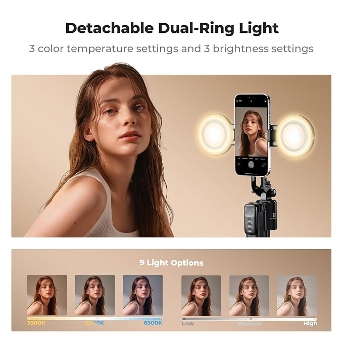 K&F CONCEPT 71“ Auto Face Tracking Tripod, 360° Rotation Selfie Stick - Image 4
