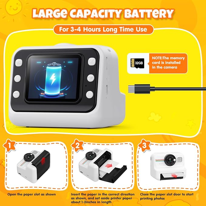 HiMont Kids Instant Print Camera, 1080P HD Kids Camera Instant Print - Image 7
