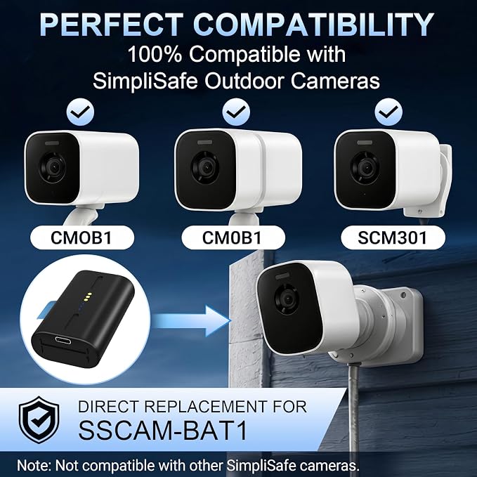 Rechargeable Battery for SimpliSafe Outdoor Camera, Compatible - Image 2