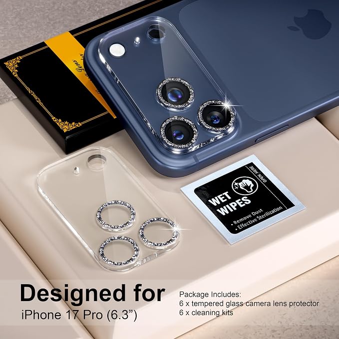 for 6 Pack iPhone 17 Pro Camera Lens Protector 9H Tempered Glass Camera Screen - Image 2