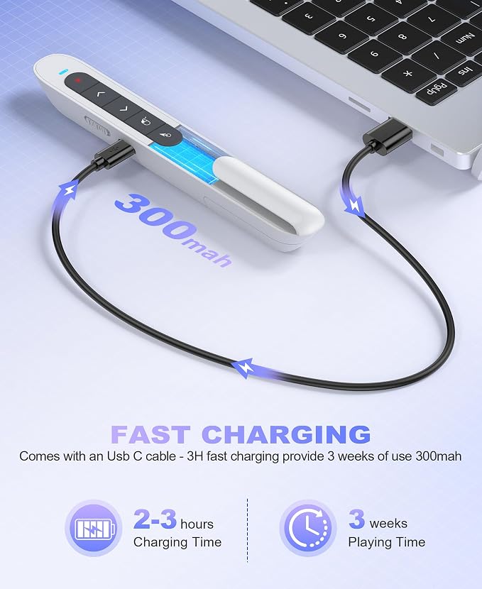 2 in 1 USB Type C Wireless Rechargeable Presenter Remote - Image 3