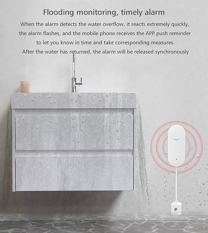 WiFi Water Sensor, Smart Water Leak Detector, Tuya APP Free Remote Monitoring - Image 3