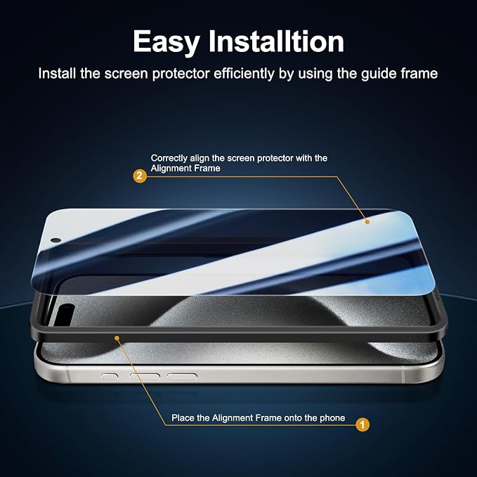 NEW'C 3x Privacy for iPhone 15 Pro Max Screen Protector+ 3x Camera Lens - Image 3