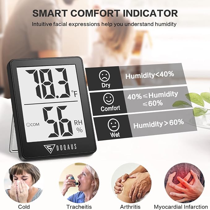 DOQAUS Humidity Meter, 2 Pack Room Thermometer Indoor, Hygrometer - Image 3