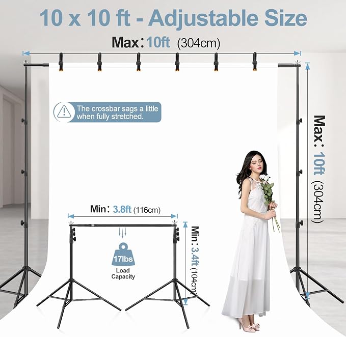 EMART 10x10FT Backdrop Stand, Photo Studio Back Drop Adjustable Stand - Image 3
