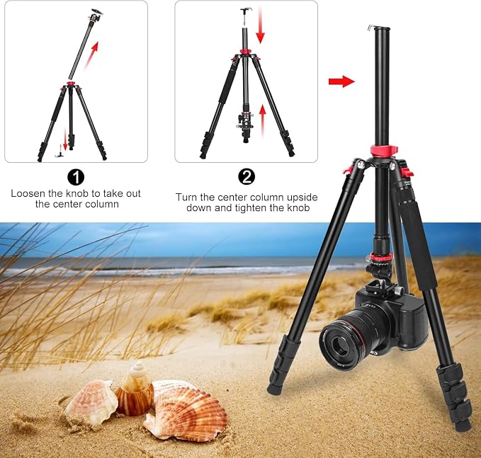 CAVIX 79" Camera Tripod, 2-in-1 Aluminum Alloy Tripod - Image 4