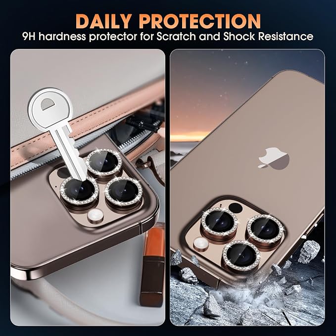 for iPhone 16 Pro/16 Pro Max Camera Lens Protector Bling Individual Metal - Image 2