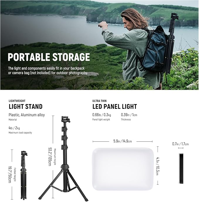 NEEWER Basics 2 Pack LED Video Light Panel Lighting Kit, Bi Color Dimmable - Image 6