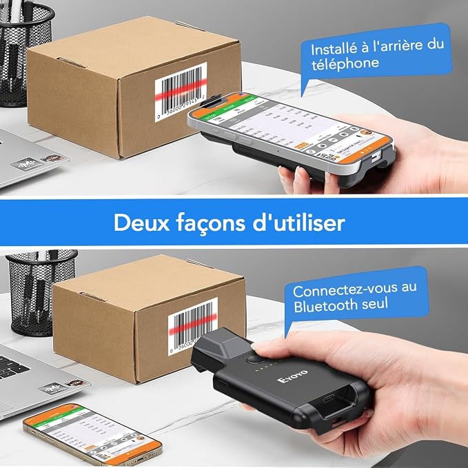 Eyoyo Bluetooth Back Clip Phone Barcode Scanner, 1D 2D QR Wireless Bar Code - Image 3