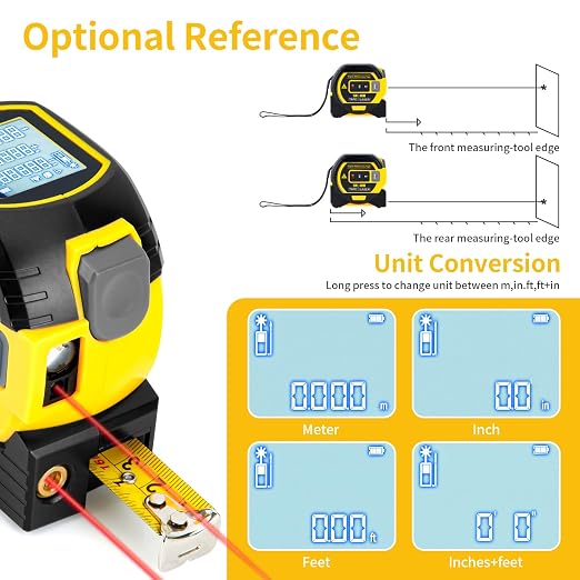 5m/16ft Digital Laser Tape Measure, WTWD 100m/328ft Laser Distance Measure - Image 4