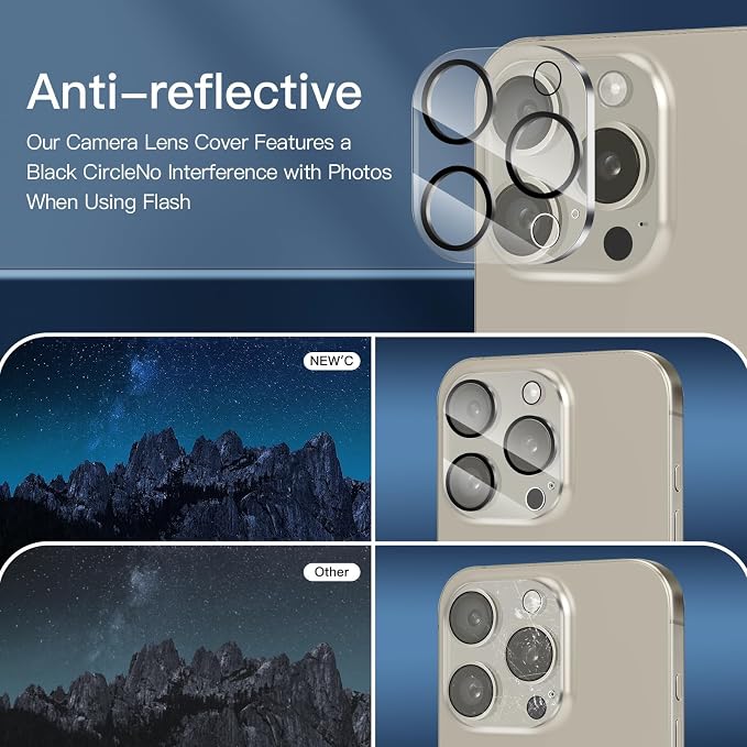 NEW'C 3x Privacy for iPhone 15 Pro Screen Protector+ 3x Camera Lens Protector - Image 7