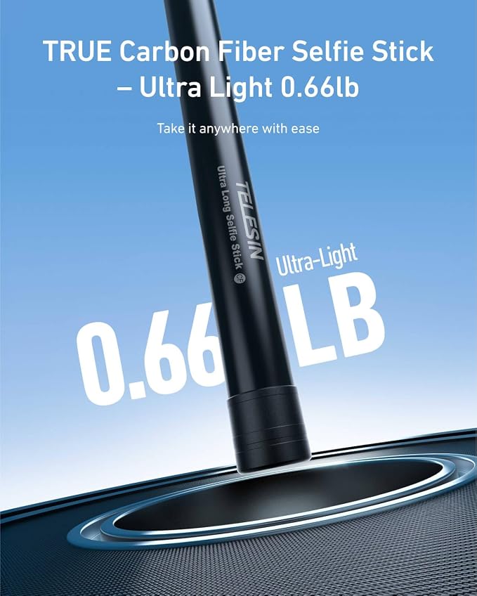 TELESIN Selfie Stick Long Pole, Carbon Fiber Waterproof Dive Extension Monopod - Image 4
