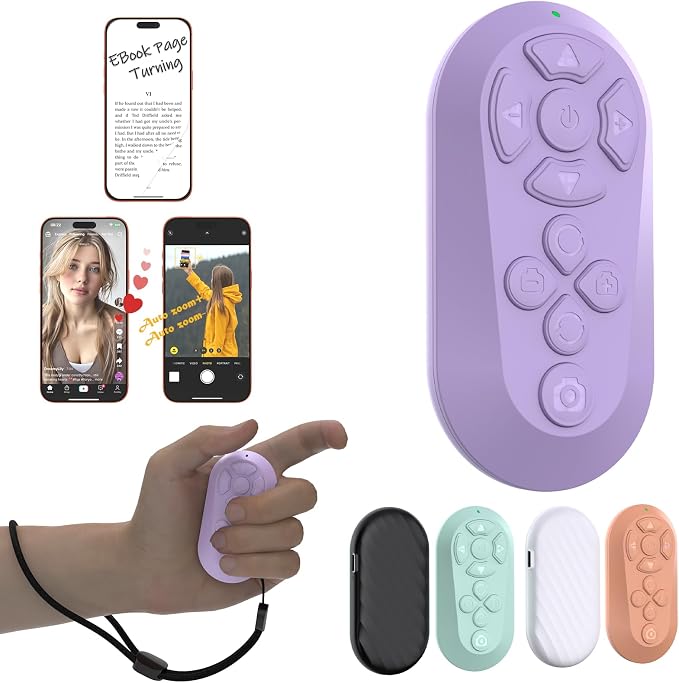 Bluetooth Remote Controller for TikTok Scrolling/Camera/Video Recording/Kindle by Guvohut