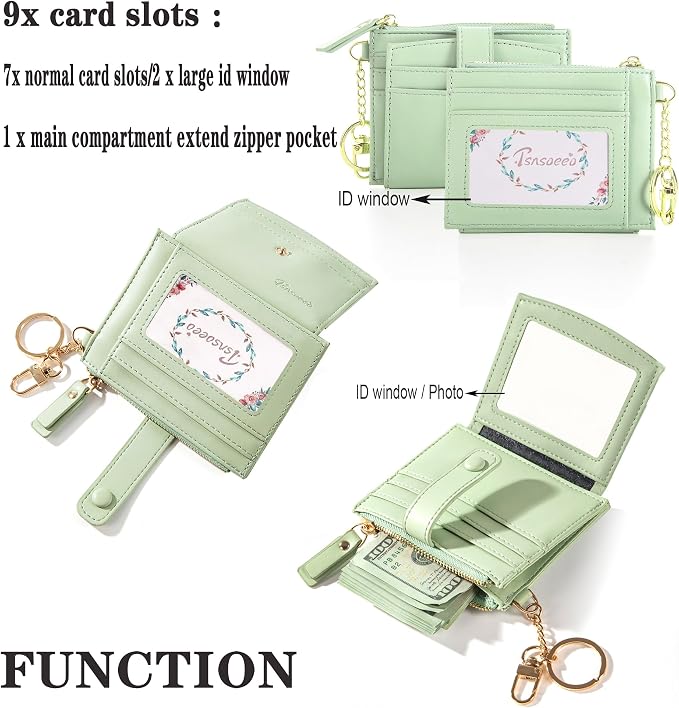 Keychain Wallet Wristlet Small Credit Card Holder Bracelet Key Chain Purse - Image 3