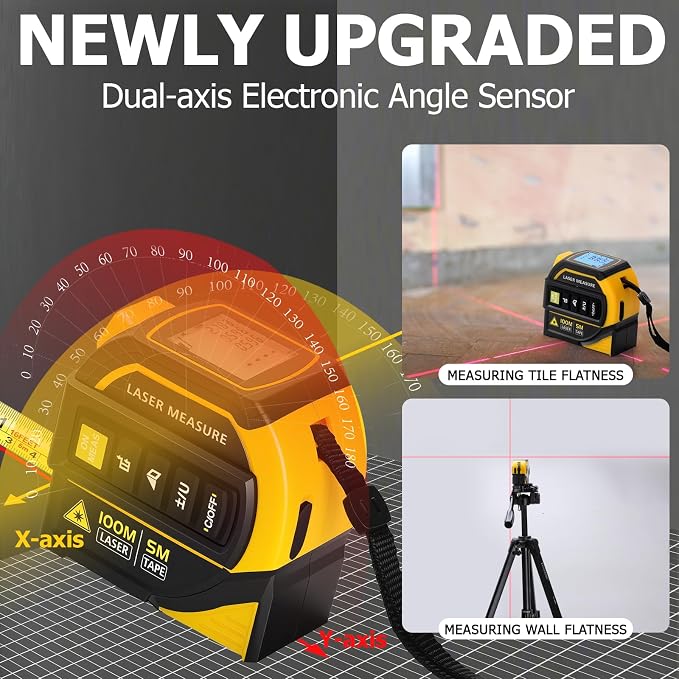 4-in-1 Digital Laser Tape Measure, 328ft/100m Laser Distance Meter - Image 4