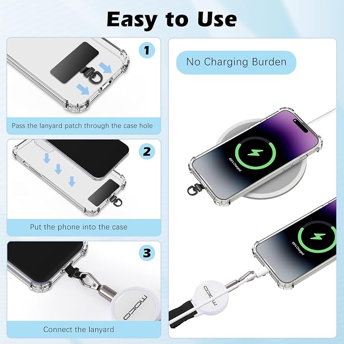 MoKo Anti-theft Phone Tether, Phone Lanyard Retractable Steel Line Cellphone - Image 5