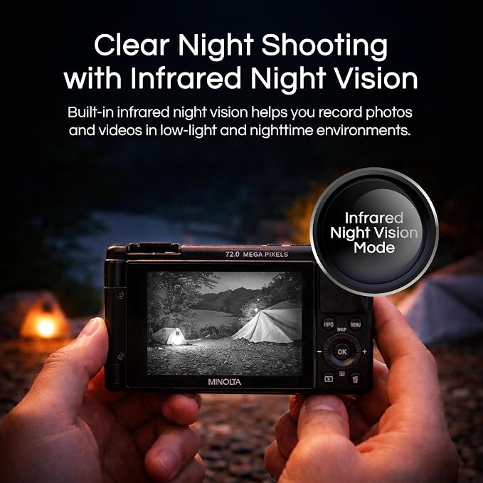 Minolta 72MP Digital Camera, 5K Ultra HD Video, 24-75mm Optical Zoom Lens - Image 4