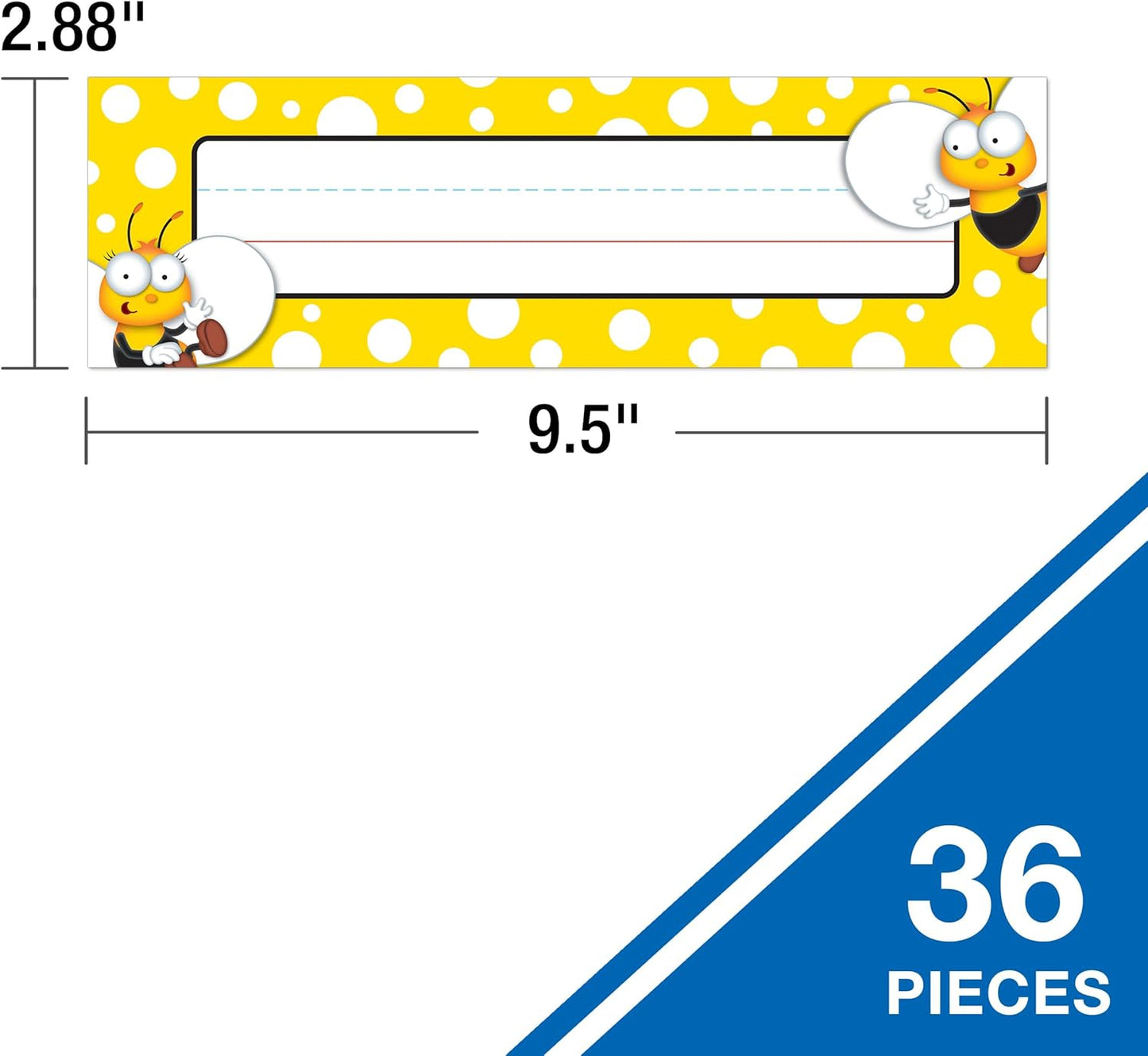Carson Dellosa 36PC Bumble Bee Name Labels for Kids, Tags for Labeling Classroom, School Supplies, Desk Organizer, and Locker Organization, Teacher Decor
