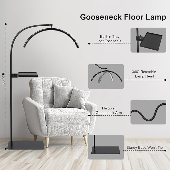 Half Moon LED Floor Light with Tool Tray - Image 3