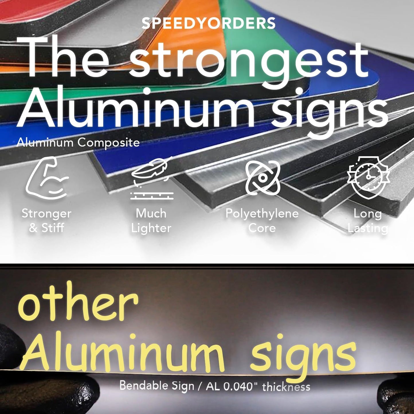 Custom Aluminum Business Signs, Personalized Outdoor Signs, Waterproof, Silver Brushed 20x20 In