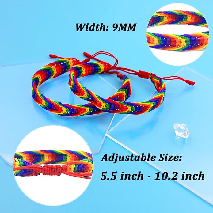 Nanafast Titanium Stainless Steel Rainbow LGBT Pride Bracelet Handmade Braided - Image 5