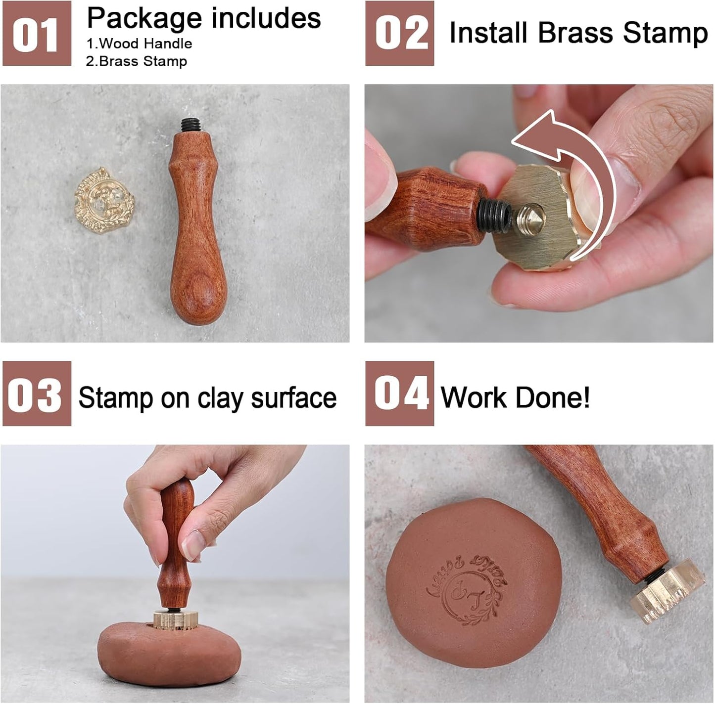 KAINSY Custom Pottery Stamp, Personalized Letter Stamp for Clay with Own Design, Create Unique Imprints in Pottery, Potters Crafted Lovers Gift, Polymer Clay Tools (1.5 inches)