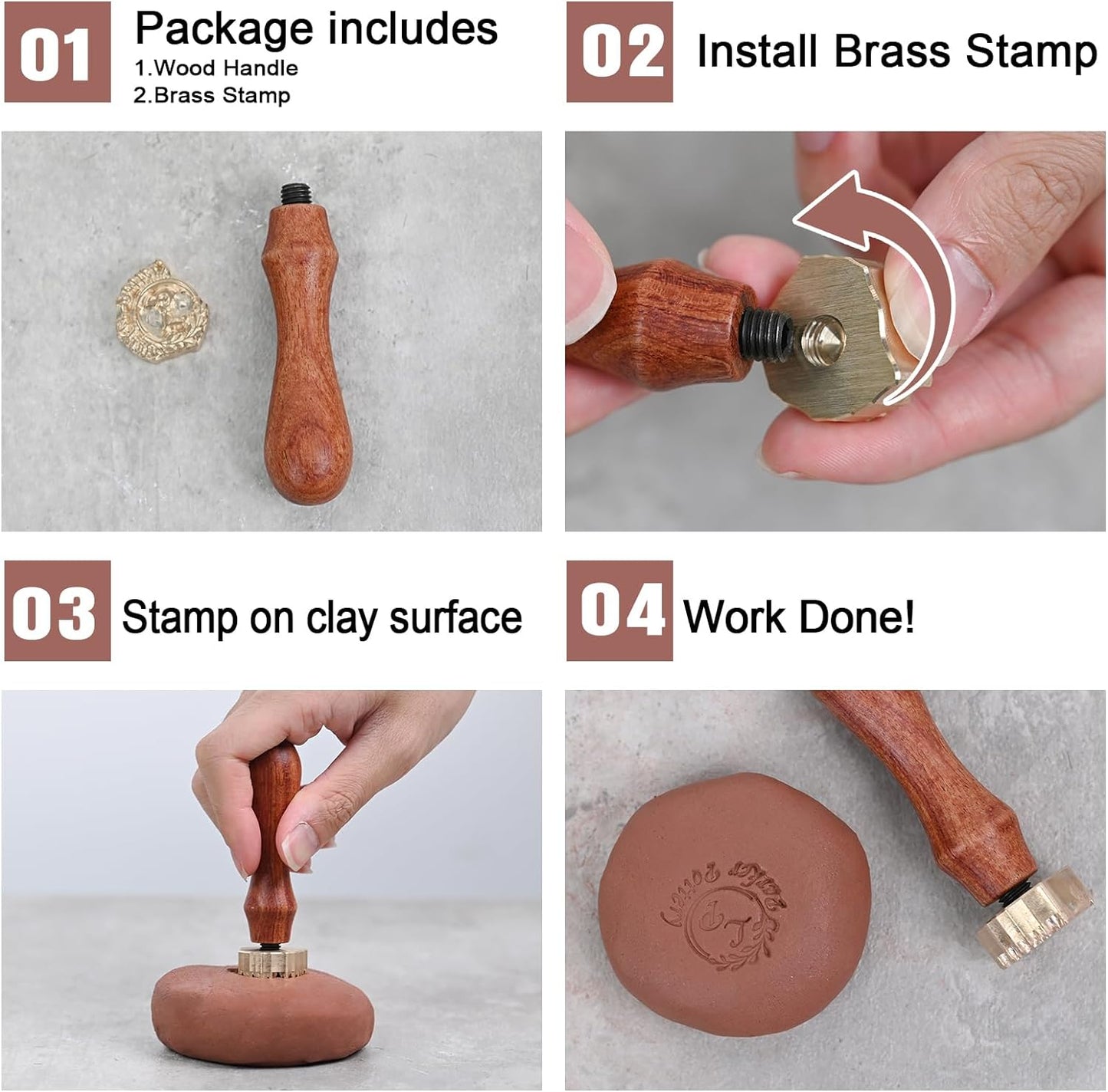 KAINSY Custom Pottery Stamp, Personalized Clay Stamp with Own Design, Create Unique Imprints in Pottery, Handcrafted Potter's Gift, Polymer Clay Tools (3 inch)