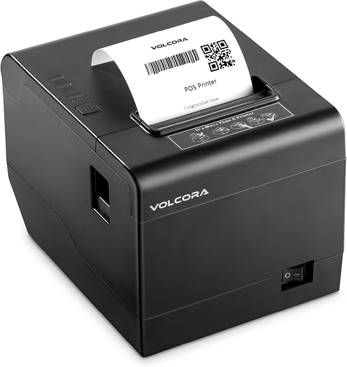 Volcora Thermal Receipt Printer, 80mm POS Printer w/Auto Cutter, USB/WiFi by Volcora