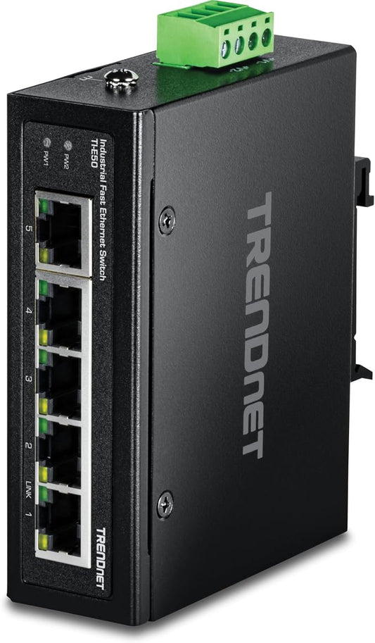 TRENDnet 5-Port Industrial Fast Ethernet DIN-Rail Switch, 5 x Fast Ethernet by TRENDnet