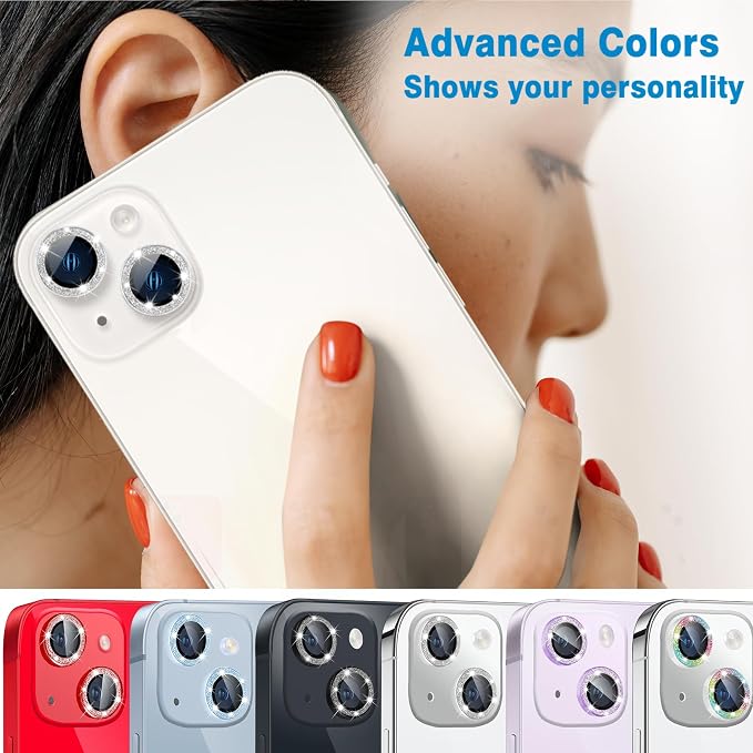 for iPhone 15 & iPhone 15 Plus Camera Lens Protector, Bling Glitter Diamond - Image 8