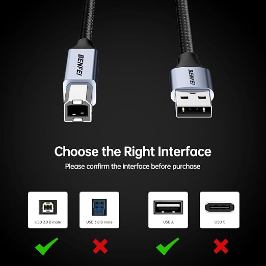 BENFEI USB Printer Cable, 6.6FT/2 Meter USB A to USB B Cable - Image 6