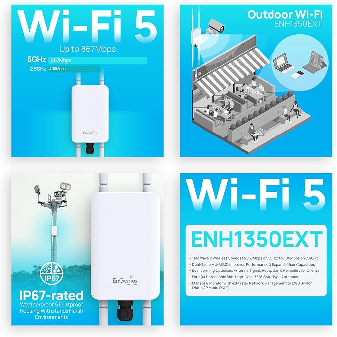 EnGenius ENH1350EXT Wi-Fi 5 AC1300 Outdoor Access Point - Image 2