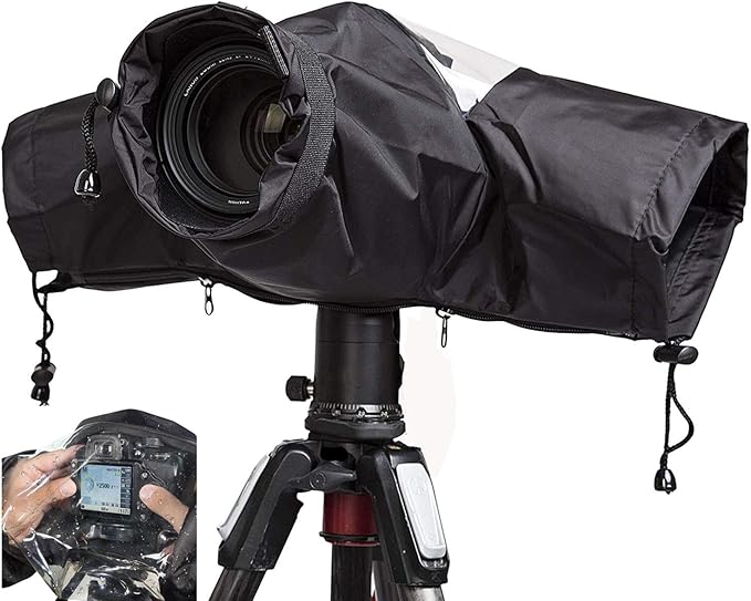 Waterproof Camera Rain Cover Soft Black Camera Rain Lens Covers | Professional by WANBY