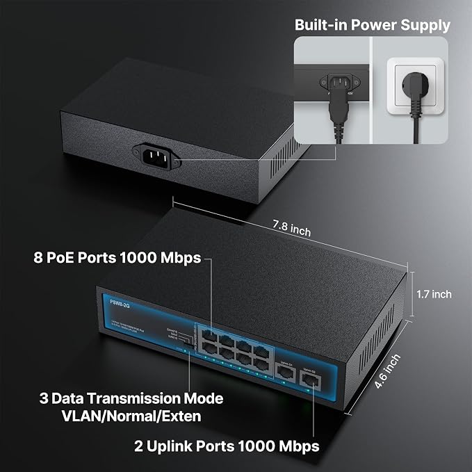 8 Port Full Gigabit PoE+ Switch - Image 2