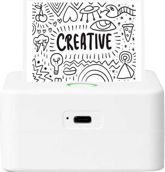 Mini Portable Thermal Printer, Monochrome Label, Receipt and Image Printer by Core+Innovations