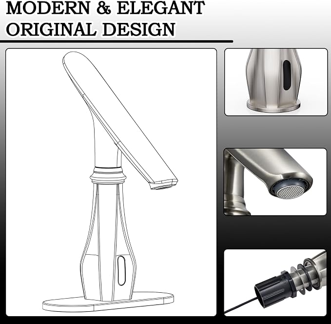 Touchless Bathroom Sink Faucets, Brushed Nickel Bathroom Faucet Single Hole - Image 9