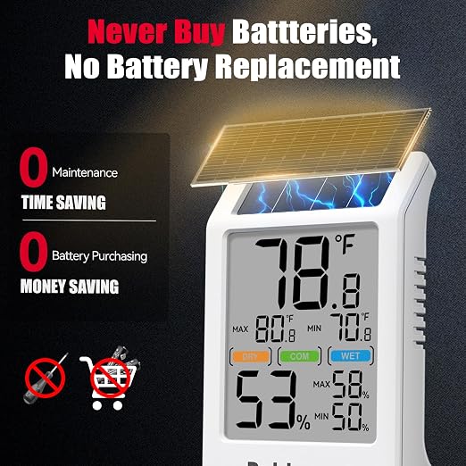 BaldrTherm Room Thermometer Indoor Humidity Meter Solar Powered - Image 2