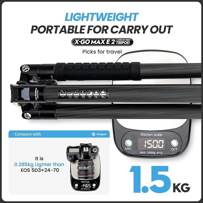 Fotopro 68" Carbon Fiber Tripod - Image 2