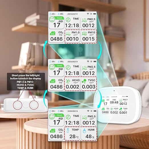 Smart Air Quality Monitor with Dual Chip and WiFi, APP Remote Control to Detect - Image 6