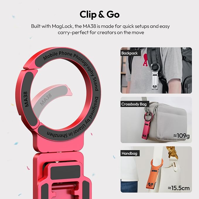 ULANZI Magnetic Phone Tripod for iPhone, MA38 Portable Phone Holder Mini Tripod - Image 6