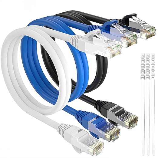 Adoreen Cat 6 Ethernet Cable 8 Ft-3 Pack, High Speed Short Patch Cables Network by Adoreen