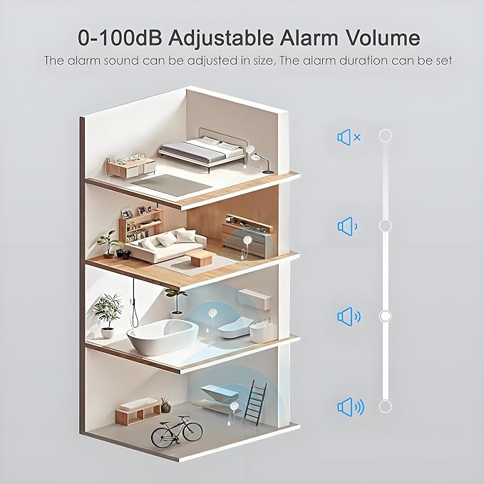 Wi-Fi Water Leak Detector, 100dB Adjustable Audio Alarm Sensor, Sensitive Leak - Image 8