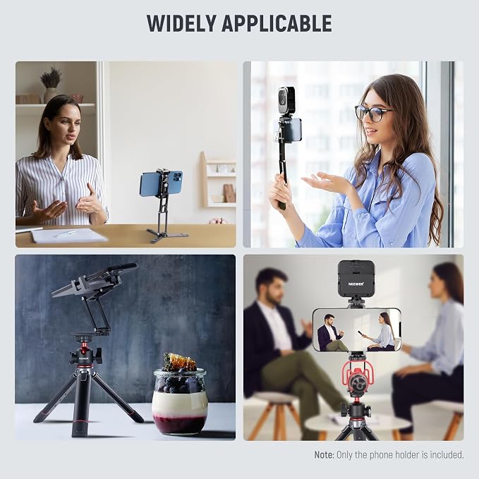 NEEWER Phone Tripod Mount with Cold Shoes, Metal Smartphone Tripod Adapter - Image 8