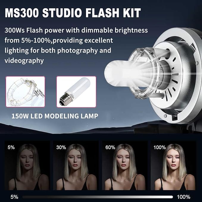 2pcs Godox MS300 Studio Flash Kit - Image 2