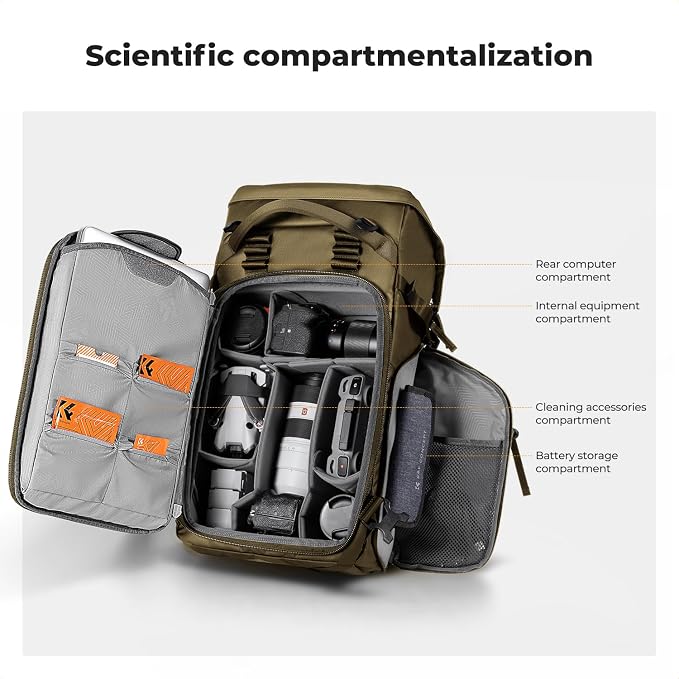 K&F CONCEPT Camera Backpack, 30L Large Capacity Camera Bag, Waterproof DSLR - Image 7