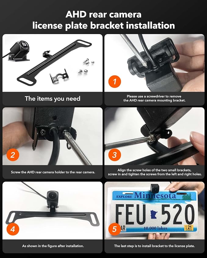 WOLFBOX Reverse Rear Camera License Plate Bracket, Installation Holder - Image 5