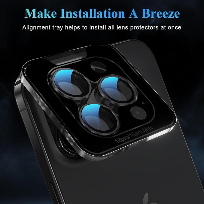 YWXTW Camera Lens Protector for iPhone 16 Pro/iPhone 16 Pro Max, Tempered Glass - Image 5
