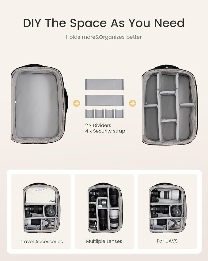 LOVEVOOK Camera Bag Backpack for Photographers, Professional DSLR, SLR & - Image 3