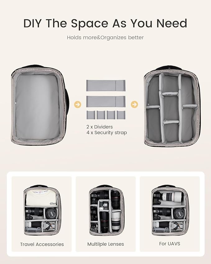 LOVEVOOK Camera Bag Backpack for Photographers, Professional DSLR, SLR & - Image 3